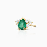Brinco de piercing Crown II Drops Emerald em ouro amarelo 18K
