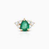Brinco de piercing Crown II Drops Emerald em ouro amarelo 18K