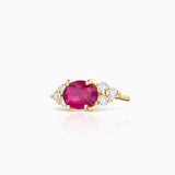 Brinco de piercing oval Crown II Ruby em ouro amarelo 18K
