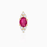 Brinco de piercing oval Crown II Ruby em ouro amarelo 18K