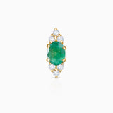 Brinco de piercing oval Crown II em ouro amarelo 18K