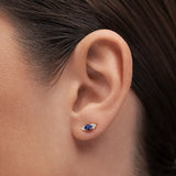 Crown II Oval Sapphire Piercing Earring in 18k Yellow Gold