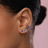 Crown II Oval Sapphire Piercing Earring in 18k Yellow Gold