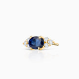Crown II Oval Sapphire Piercing Earring in 18k Yellow Gold