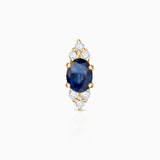 Crown II Oval Sapphire Piercing Earring in 18k Yellow Gold