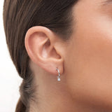 Diamond Dot Hoop Earrings in 18k White Gold