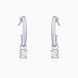 Diamond Dot Hoop Earrings in 18k White Gold