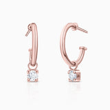 Pendientes Medio Aro Dot Diamonds en Oro Rosa de 18 Kt