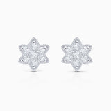 Milgrain Lotus Earrings in 18k White Gold