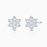 Milgrain Lotus Earrings in 18k White Gold