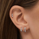 Milgrain Trilogy Diamond Earrings in 18k White Gold