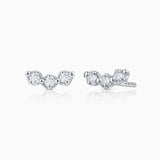 Milgrain Trilogy Diamond Earrings in 18k White Gold