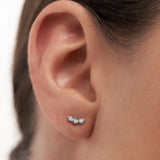 Brinco de piercing de diamante Milgrain Trilogy em ouro branco 18K