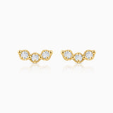 Milgrain Trilogy Diamond Earrings in 18k Yellow Gold