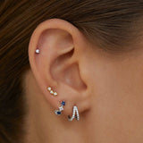 Brinco de piercing de diamante Milgrain Trilogy em ouro amarelo 18K