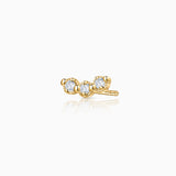 Brinco de piercing de diamante Milgrain Trilogy em ouro amarelo 18K