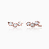 Brincos de diamante Milgrain Trilogy em ouro rosa 18K