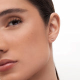 Brinco de piercing de diamante Milgrain Trilogy em ouro rosa 18K