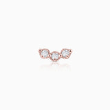 Brinco de piercing de diamante Milgrain Trilogy em ouro rosa 18K