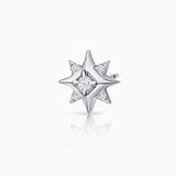 Pendiente Piercing Rosa de los Vientos Mimosa en Oro Blanco de 18 Kt