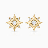Pendientes Rosa de los Vientos Mimosa en Oro Amarillo de 18 Kt