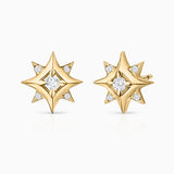 Pendientes Rosa de los Vientos Mimosa en Oro Amarillo de 18 Kt