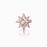 Pendiente Piercing Rosa de los Vientos Mimosa en Oro Rosa de 18 Kt