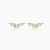 Pendientes Petite Diamonds Wave en Oro Amarillo de 18 Kt