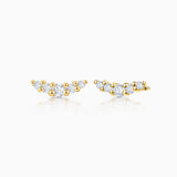 Pendientes Petite Diamonds Wave en Oro Amarillo de 18 Kt