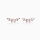 Brincos Petite Diamonds Wave em ouro rosa 18K