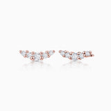 Brincos Petite Diamonds Wave em ouro rosa 18K