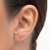 Pendiente Piercing Petite Diamonds Wave en Oro Rosa de 18 Kt