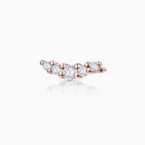 Pendiente Piercing Petite Diamonds Wave en Oro Rosa de 18 Kt
