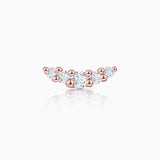 Pendiente Piercing Petite Diamonds Wave en Oro Rosa de 18 Kt