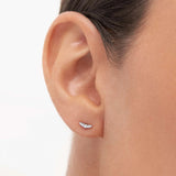 Petit Diamond Wave Earrings in 18k White Gold