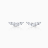 Petit Diamond Wave Earrings in 18k White Gold