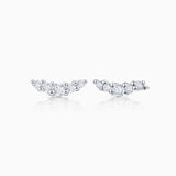 Petit Diamond Wave Earrings in 18k White Gold