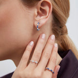 Ondine Sapphire and Diamond Earrings in 18k White Gold