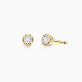 Pendientes Milgrain Petit de Diamantes en Oro Amarillo de 18 Kt