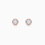 Petit Milgrain Diamond Earrings in 18k Rose Gold