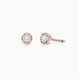 Petit Milgrain Diamond Earrings in 18k Rose Gold