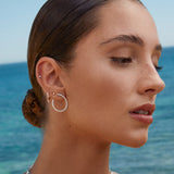 Brinco de piercing de diamante Petit Milgrain em ouro branco 18K