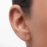 Brincos de pino com aro e diamantes em ouro rosa 18K
