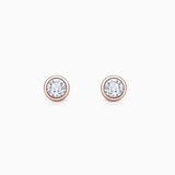 Brincos de pino com aro e diamantes em ouro rosa 18K