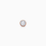 Brinco de piercing de pino com aro de diamante em ouro rosa 18K
