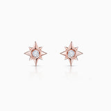 Petit Wind Rose Diamond Earrings in 18k Rose Gold