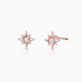 Petit Wind Rose Diamond Earrings in 18k Rose Gold