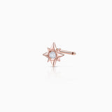 Brinco de piercing de diamante Petit Compass Rose em ouro rosa 18K