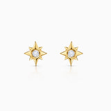 Petit Wind Rose Diamond Earrings in 18k Yellow Gold