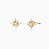 Petit Wind Rose Diamond Earrings in 18k Yellow Gold